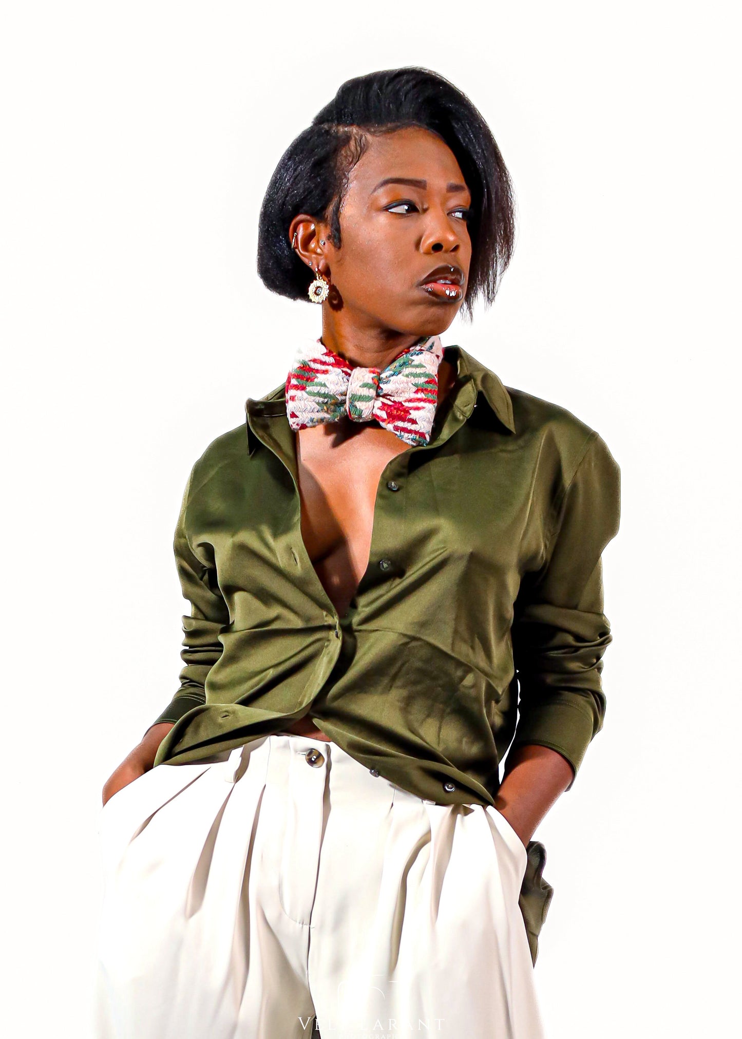 Houndstooth Bowtie (Red & Green)