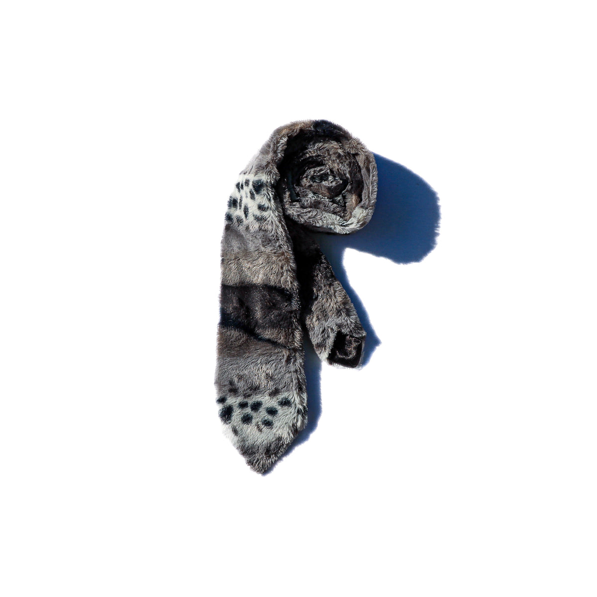 Snow Leopard Faux Fur Necktie