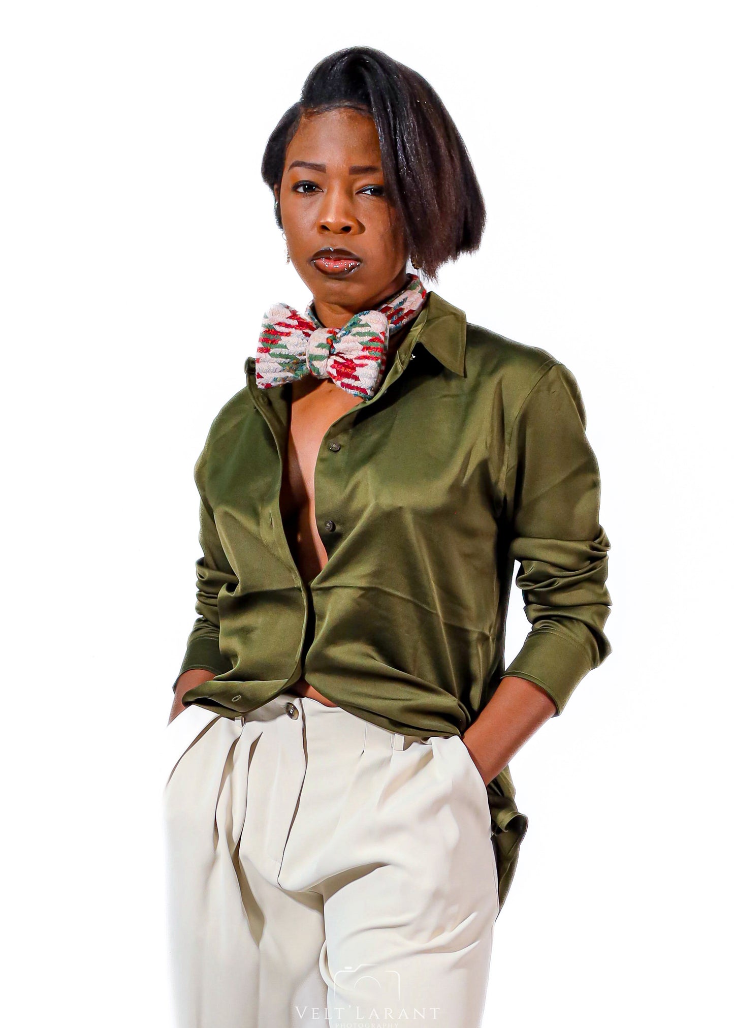 Houndstooth Bowtie (Red & Green)