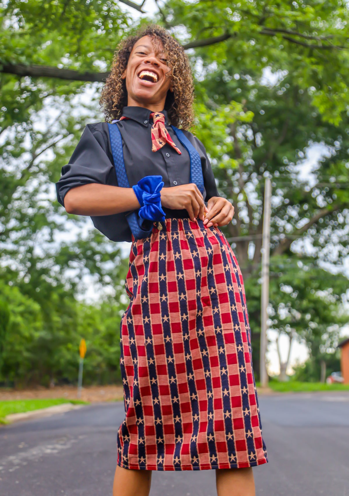 Reversed Star Jacquard Gathered Skirt