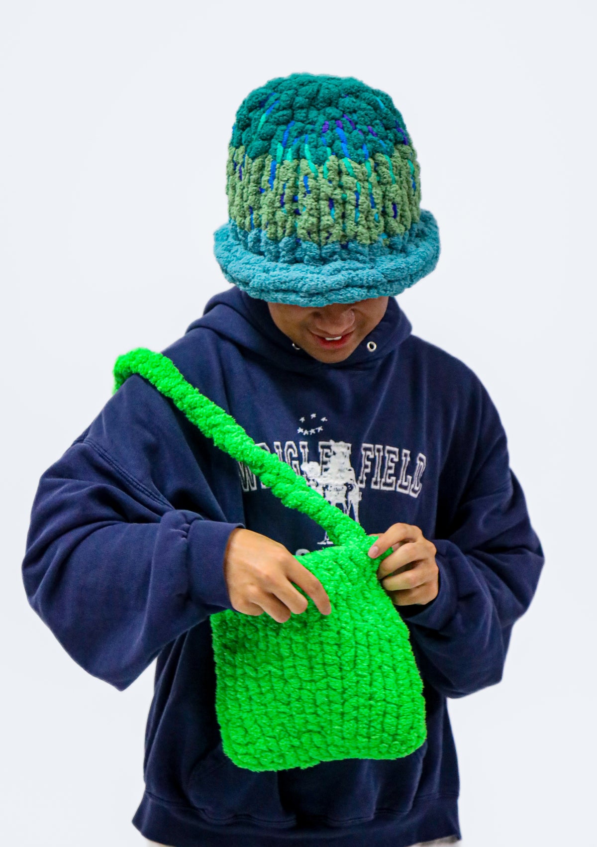 Green Multi Crochet Beanie