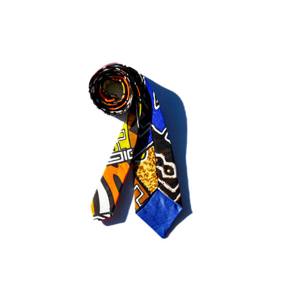 African-Inspired Geometric Cotton Necktie