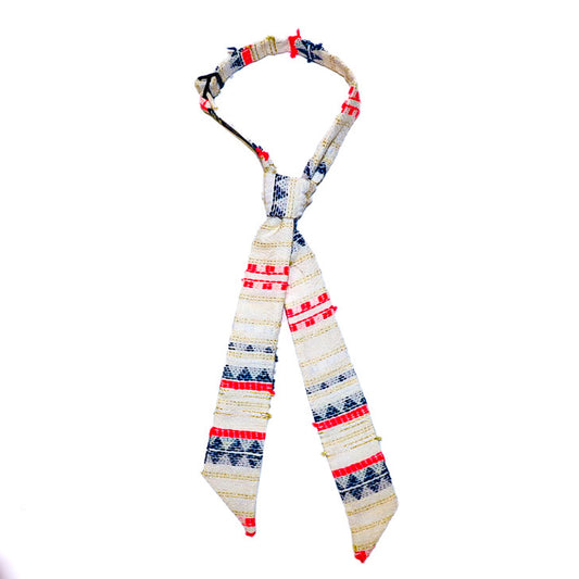 Woven Metallic V- Tie