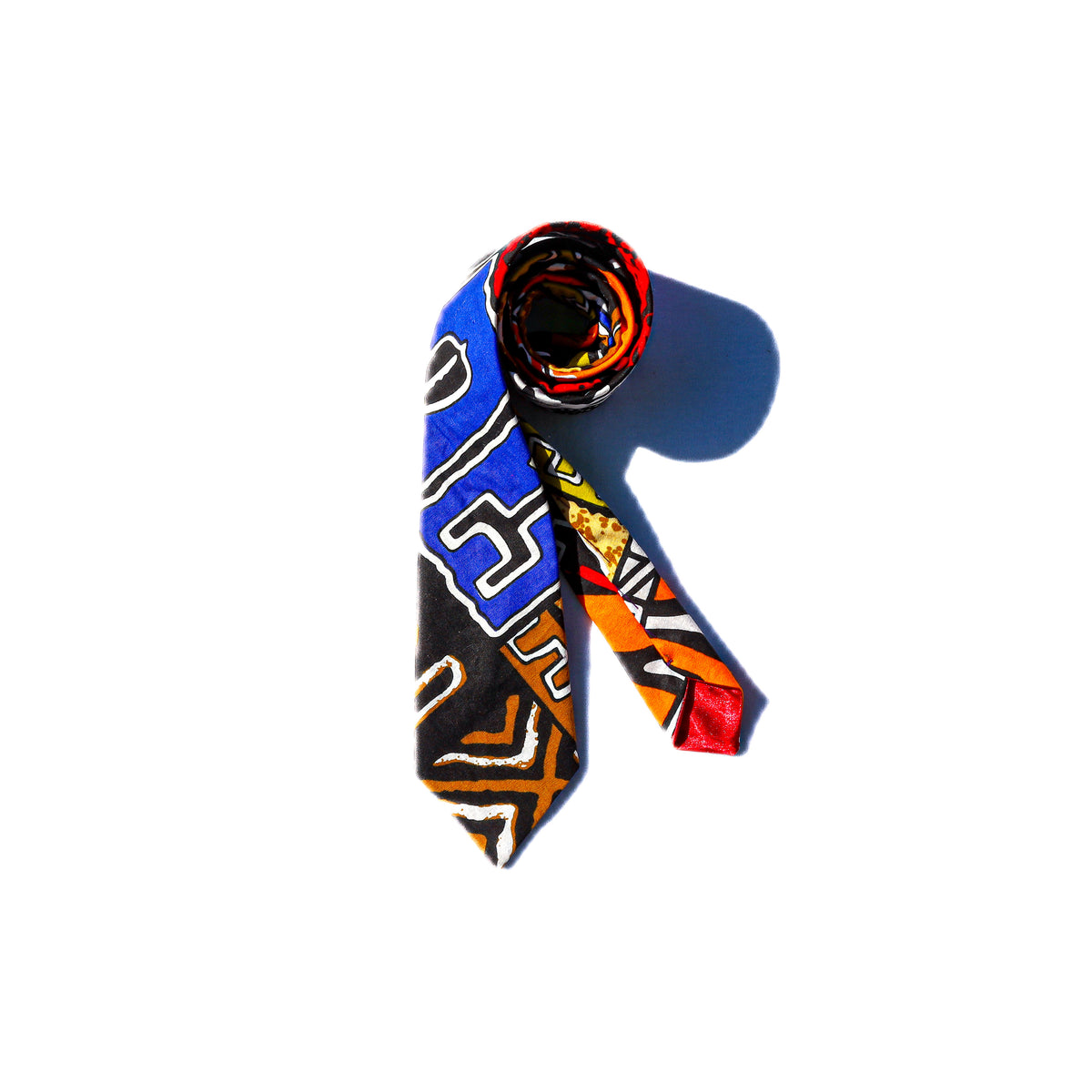 African-Inspired Geometric Cotton Necktie
