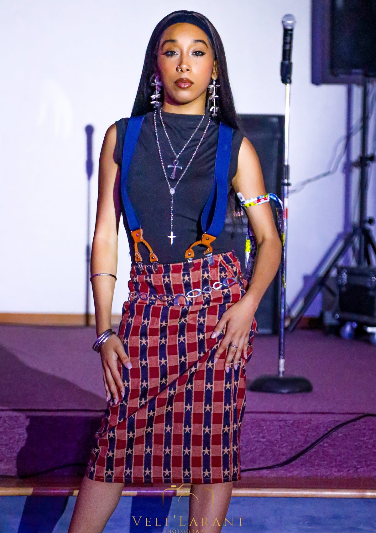 Reversed Star Jacquard Gathered Skirt