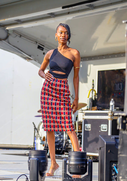 Reversed Star Jacquard Gathered Skirt