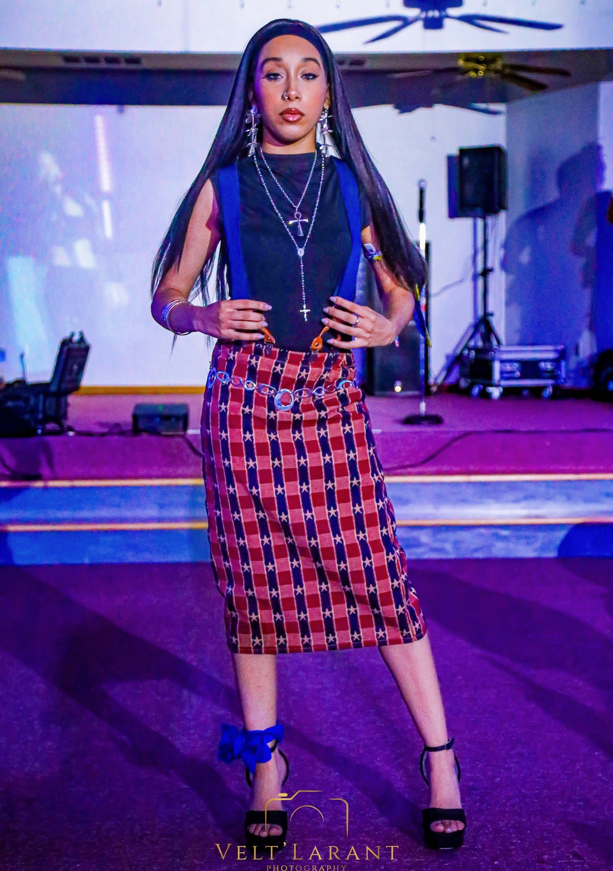 Reversed Star Jacquard Gathered Skirt