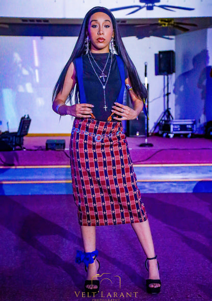 Reversed Star Jacquard Gathered Skirt