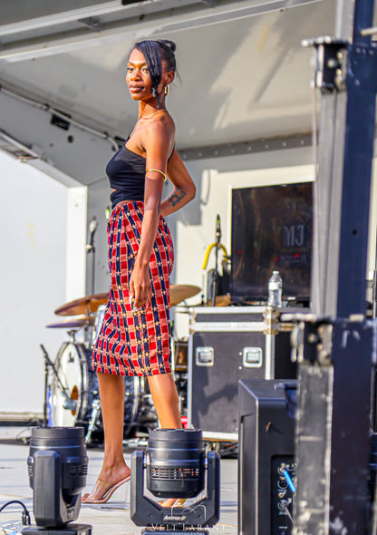 Reversed Star Jacquard Gathered Skirt