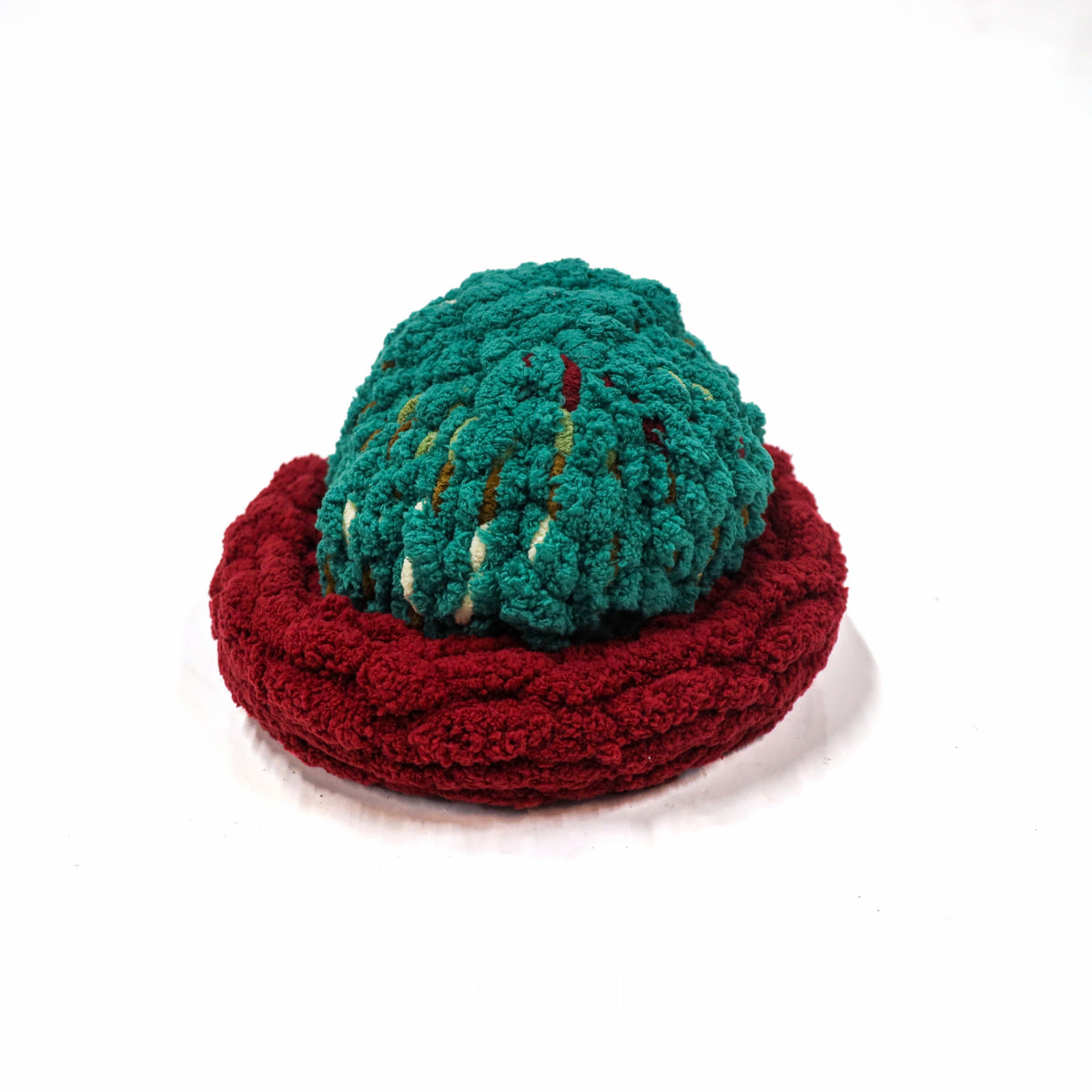 Teal & Burgundy Crochet Beanie